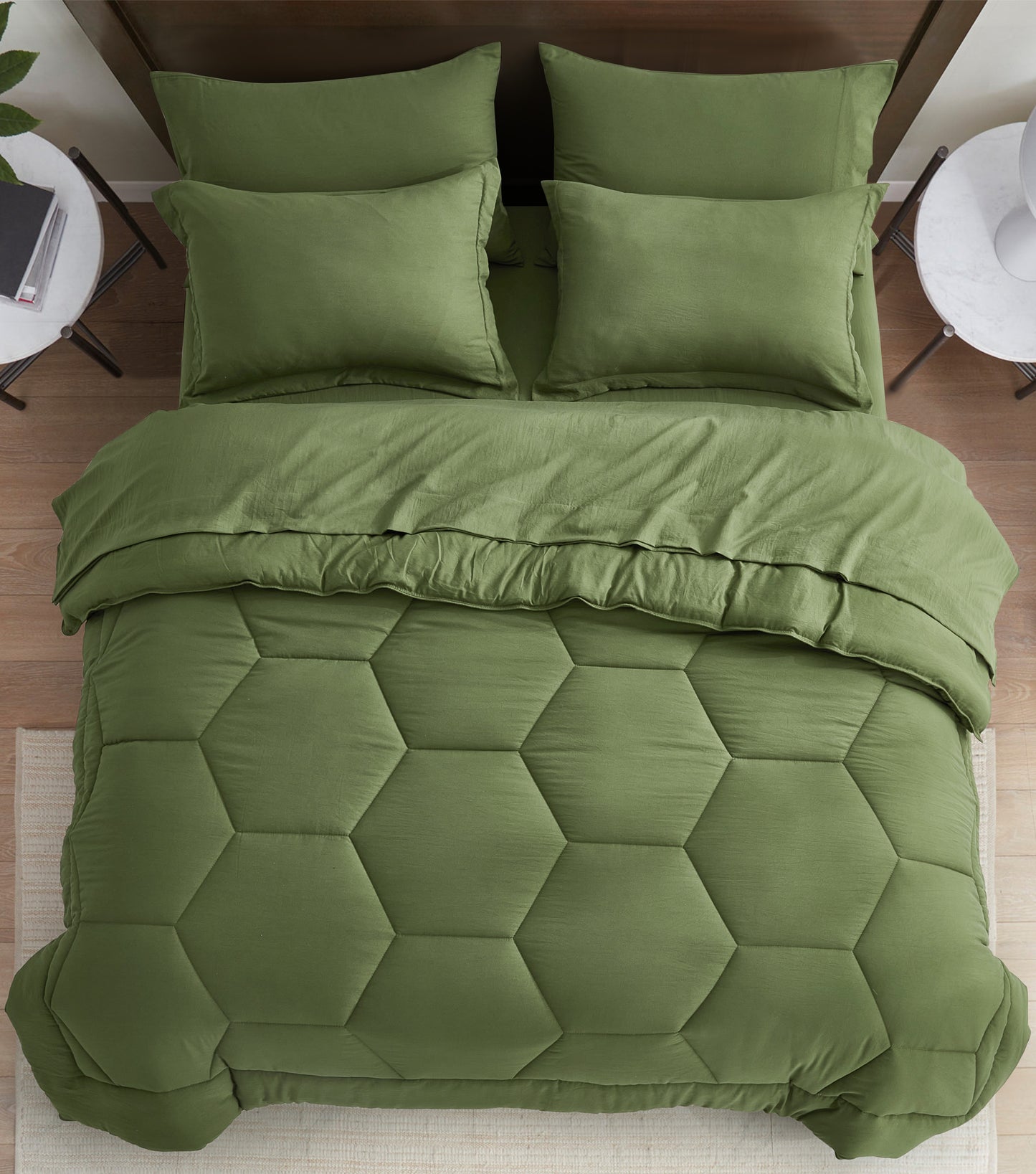 Piper Honeycomb Hexagon Stitch Bed in a Bag Comforter Set