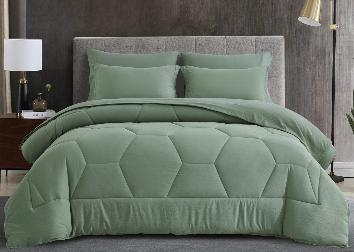 Piper Honeycomb Hexagon Stitch Bed in a Bag Comforter Set