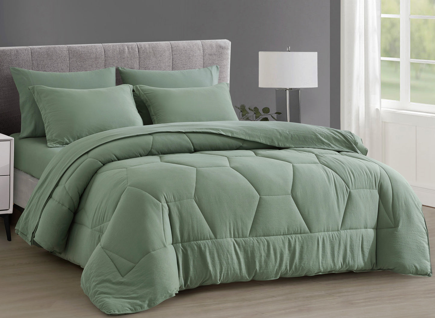 Piper Honeycomb Hexagon Stitch Bed in a Bag Comforter Set