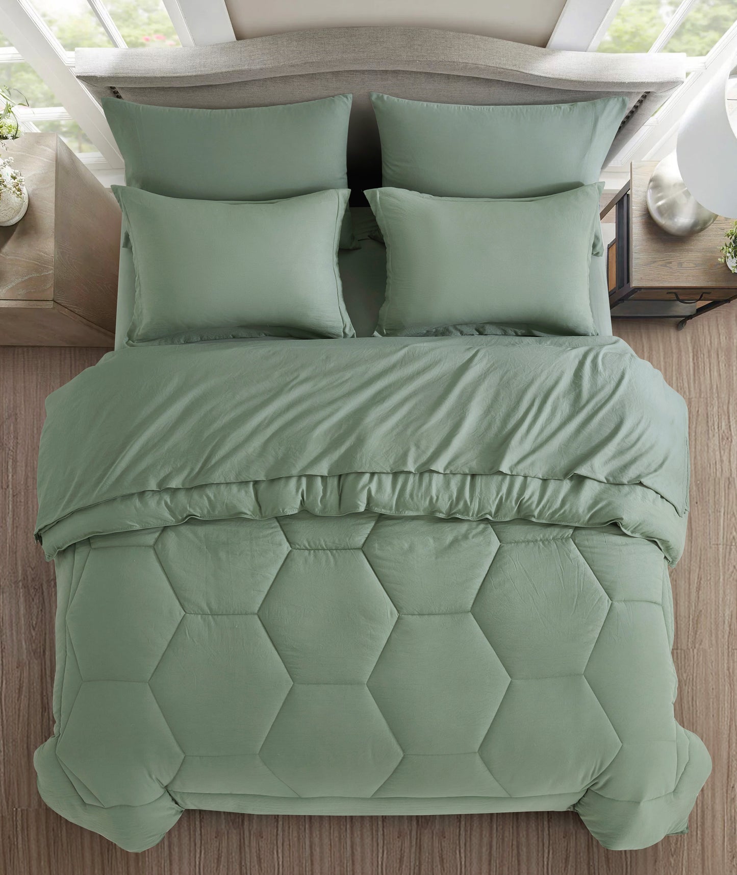 Piper Honeycomb Hexagon Stitch Bed in a Bag Comforter Set