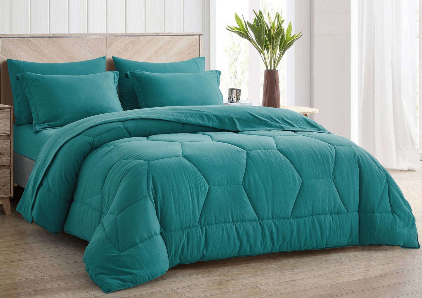 Piper Honeycomb Hexagon Stitch Bed in a Bag Comforter Set