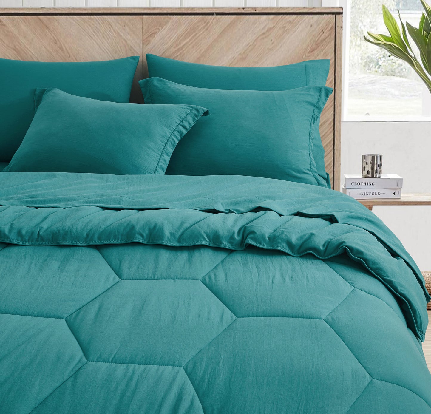 Piper Honeycomb Hexagon Stitch Bed in a Bag Comforter Set