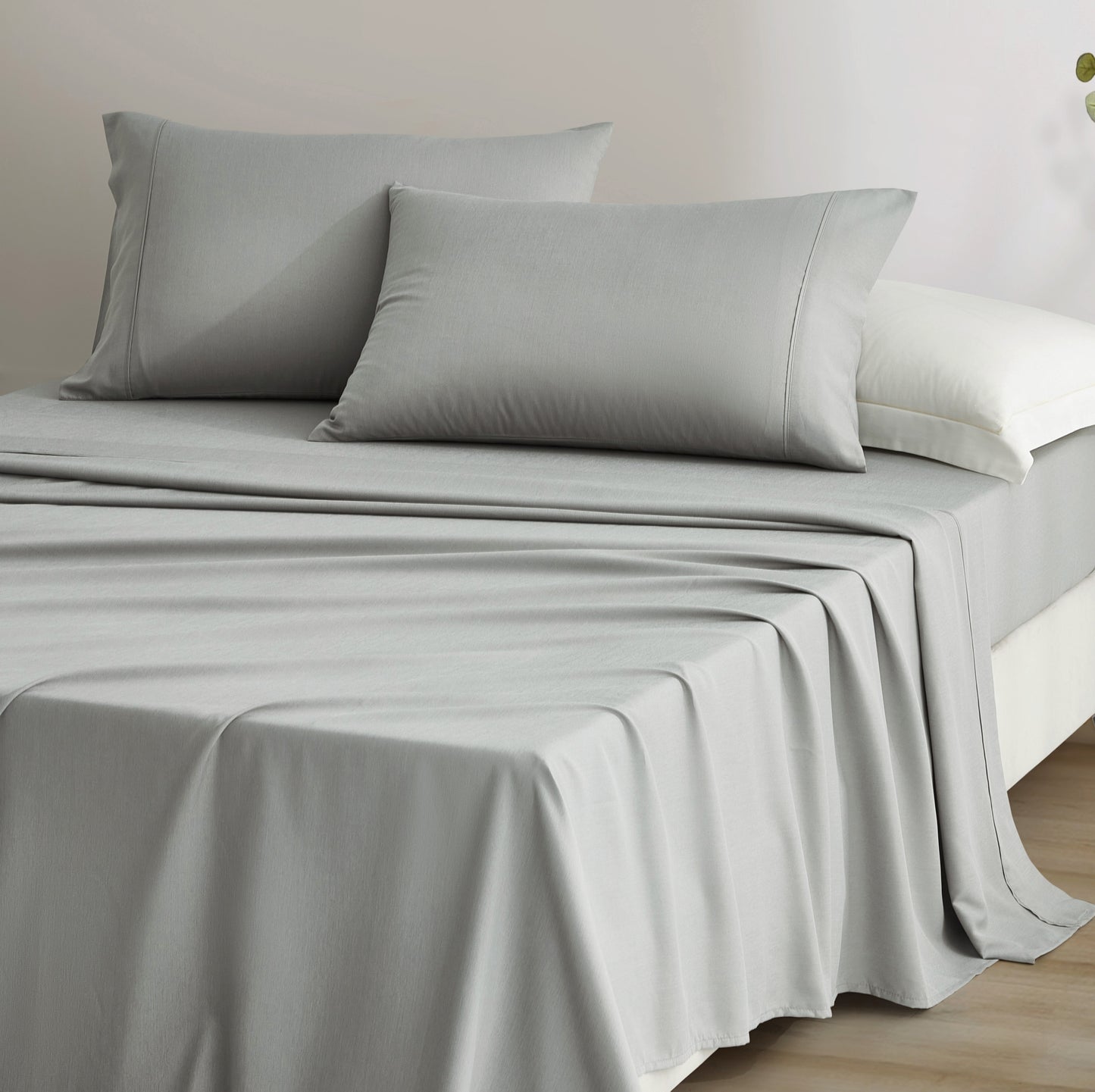 4-Piece Stone Washed Rayon Derived from Bamboo & Polyester Blended Sheet Set