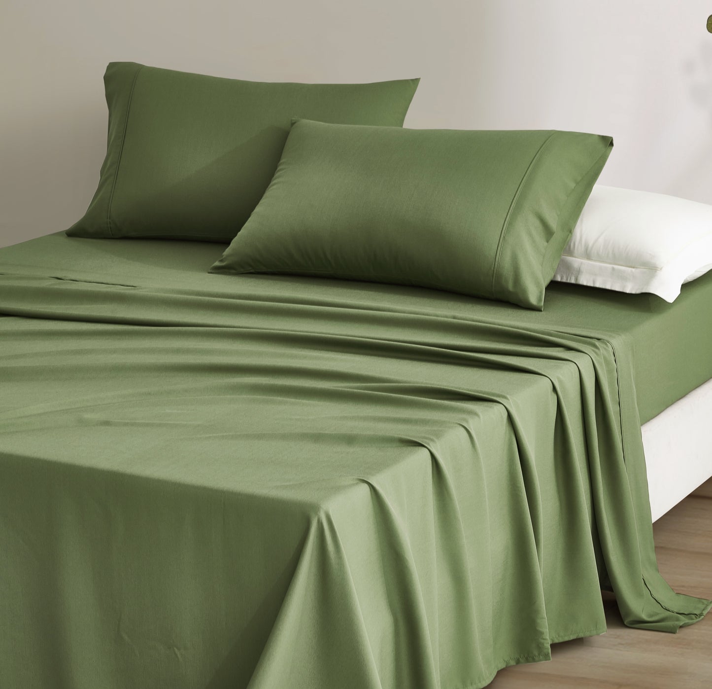 4-Piece Stone Washed Rayon Derived from Bamboo & Polyester Blended Sheet Set