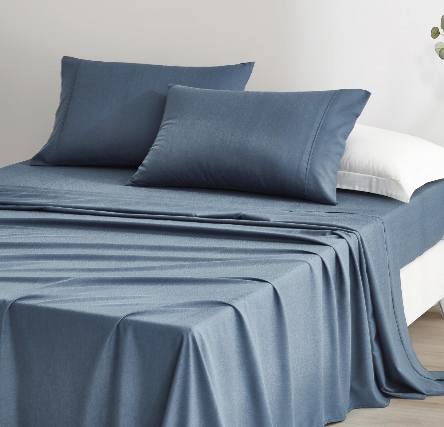 4-Piece Stone Washed Rayon Derived from Bamboo & Polyester Blended Sheet Set