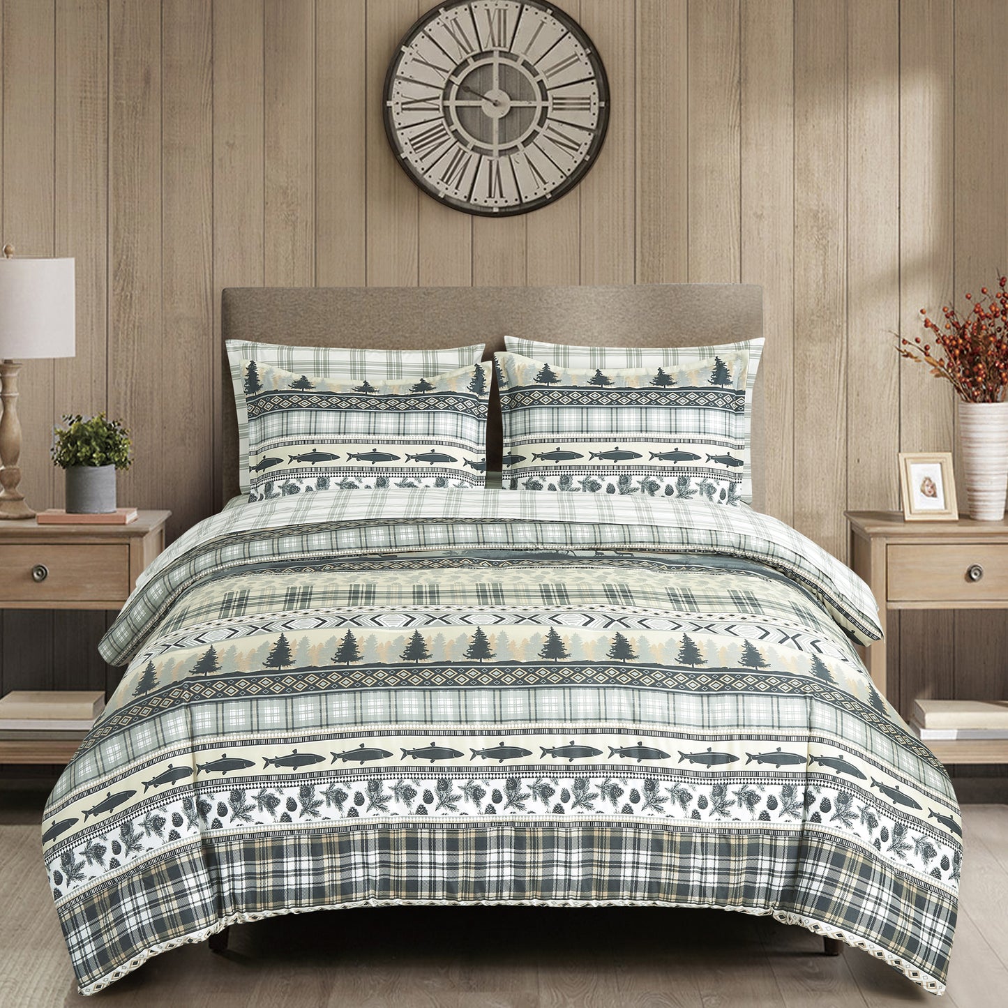 7-Piece Multicolor Printed Microfiber Bed in a Bag Comforter Set With Sheet Set