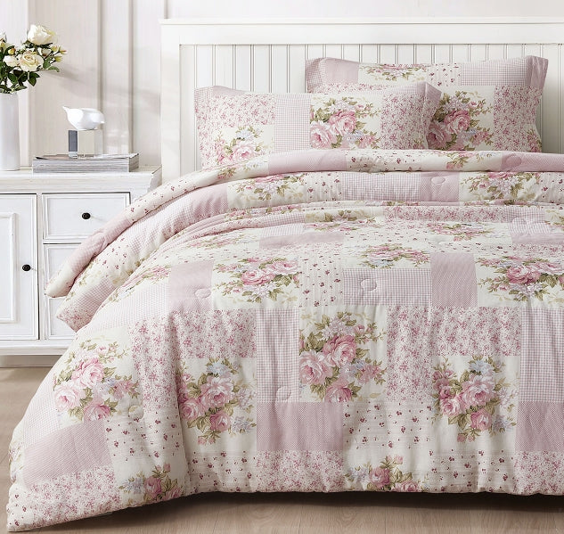 Garment Washed Cotton Comforter Bedding Set, Reversible Lightweight Comforter for All Season