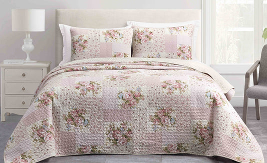 2/3-Piece Printed Lightweight Reversible Stone Washed Cotton Quilt Set