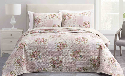 2/3-Piece Printed Lightweight Reversible Stone Washed Cotton Quilt Set