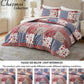 Rowan 2/3-Piece Washed Cotton Comforter Set, Printed Patchwork Vintage Floral Paisley Patterns Lightweight All-Season Bedding Set