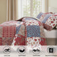 Rowan 2/3-Piece Washed Cotton Comforter Set, Printed Patchwork Vintage Floral Paisley Patterns Lightweight All-Season Bedding Set