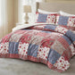 Rowan 2/3-Piece Washed Cotton Comforter Set, Printed Patchwork Vintage Floral Paisley Patterns Lightweight All-Season Bedding Set