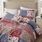 Rowan 2/3-Piece Washed Cotton Comforter Set, Printed Patchwork Vintage Floral Paisley Patterns Lightweight All-Season Bedding Set