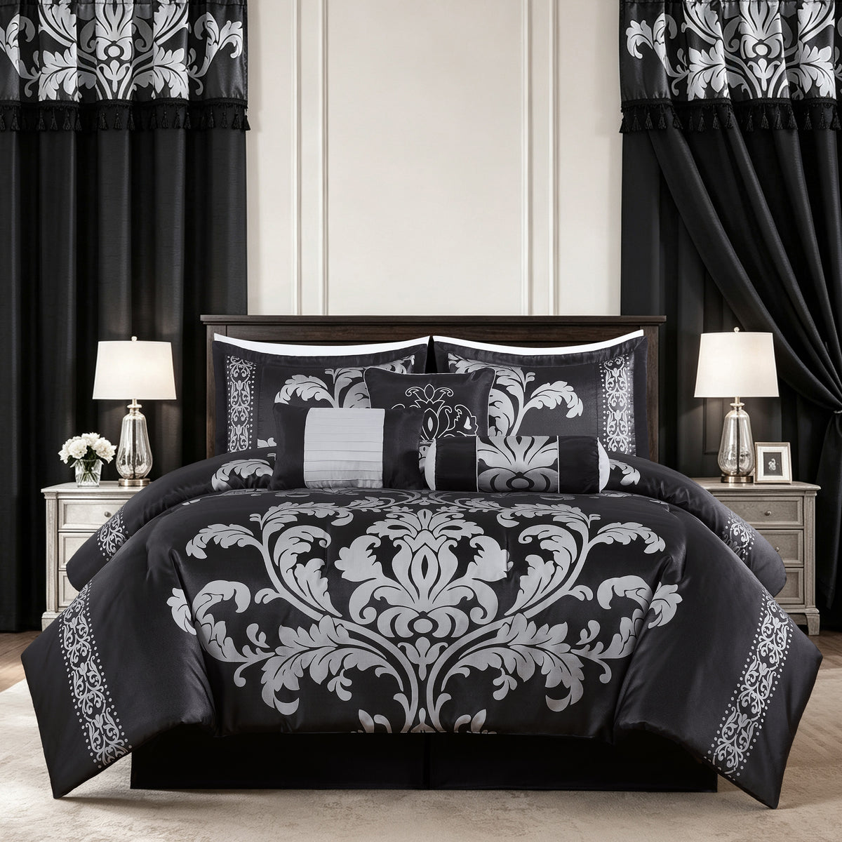 Royale 7-Piece Jacquard Woven Floral Comforter Set