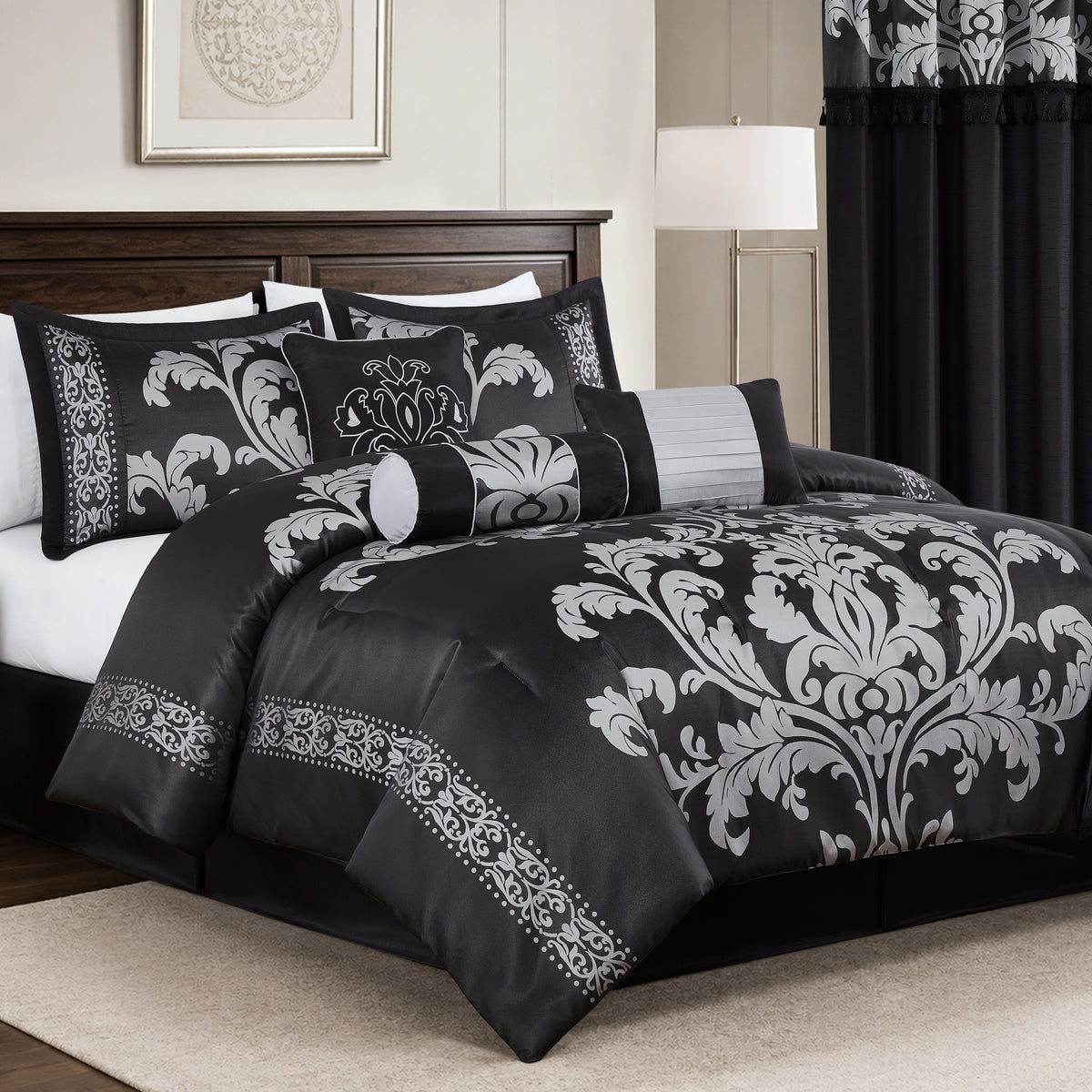 Royale 7-Piece Jacquard Woven Floral Comforter Set