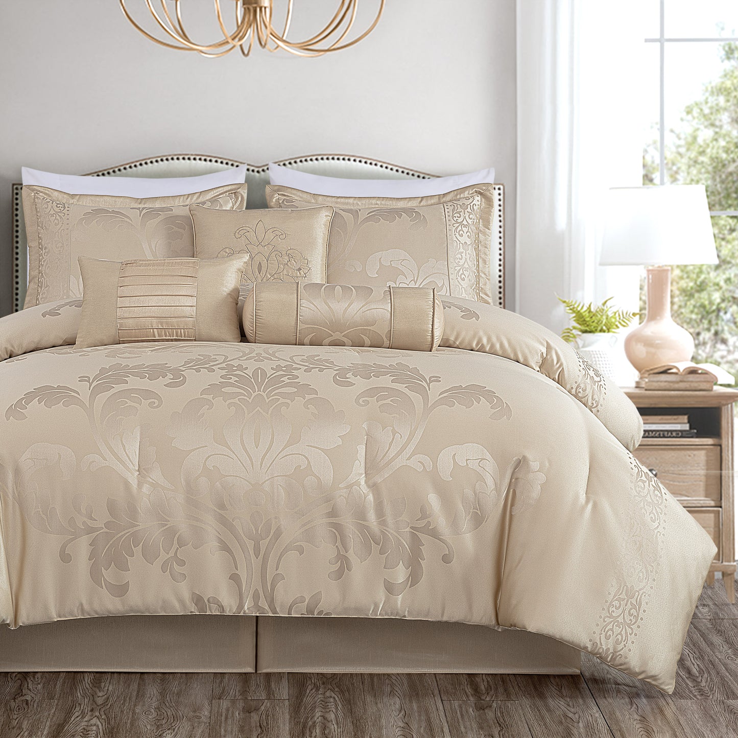 Royale 7-Piece Jacquard Woven Floral Comforter Set