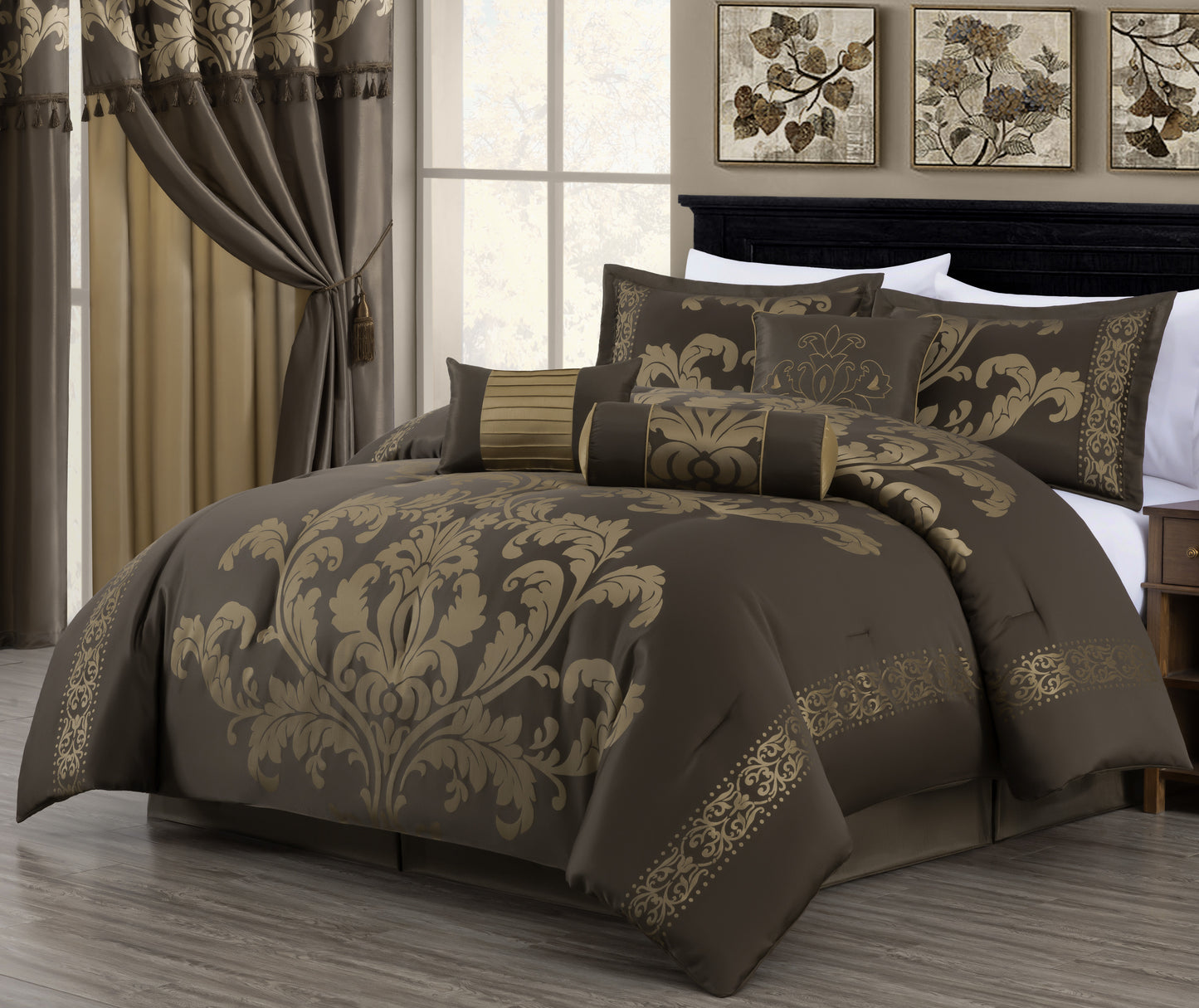 Royale 7-Piece Jacquard Woven Floral Comforter Set