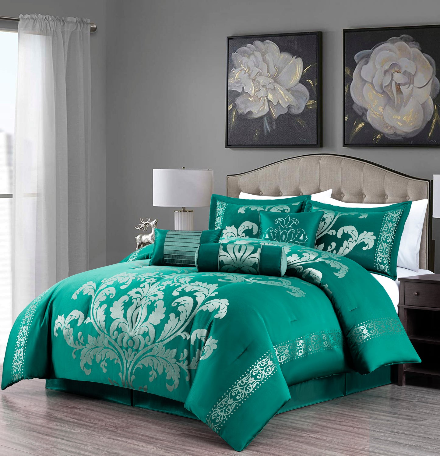 Royale 7-Piece Jacquard Woven Floral Comforter Set