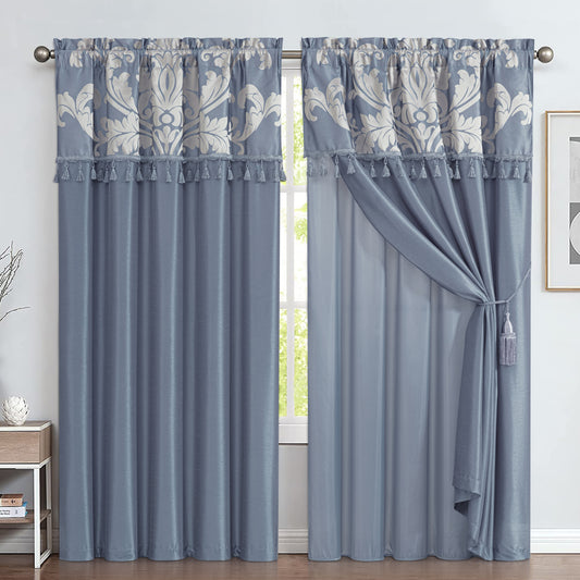 Royale 4-piece Floral Jacquard Window Curtain Set