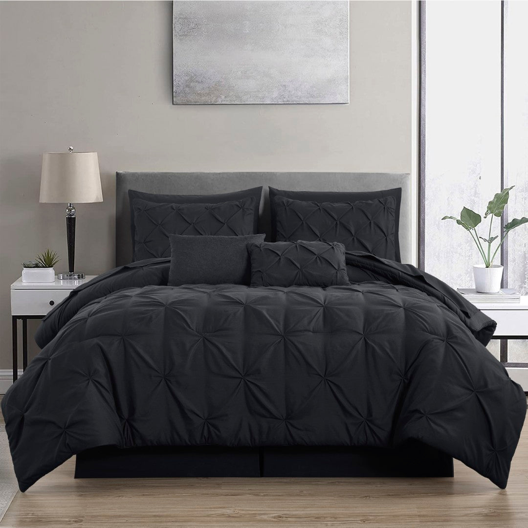 10-Piece Bed in a Bag Pintuck Design Comforter Set - Soft Microfiber Bedding with Sheets, Shams & Decorative Pillow