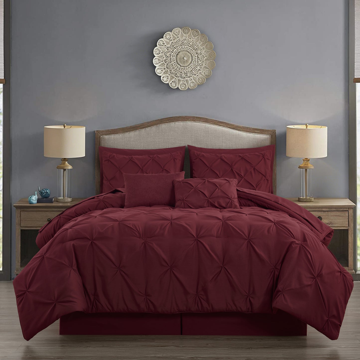 10-Piece Bed in a Bag Pintuck Design Comforter Set - Soft Microfiber Bedding with Sheets, Shams & Decorative Pillow