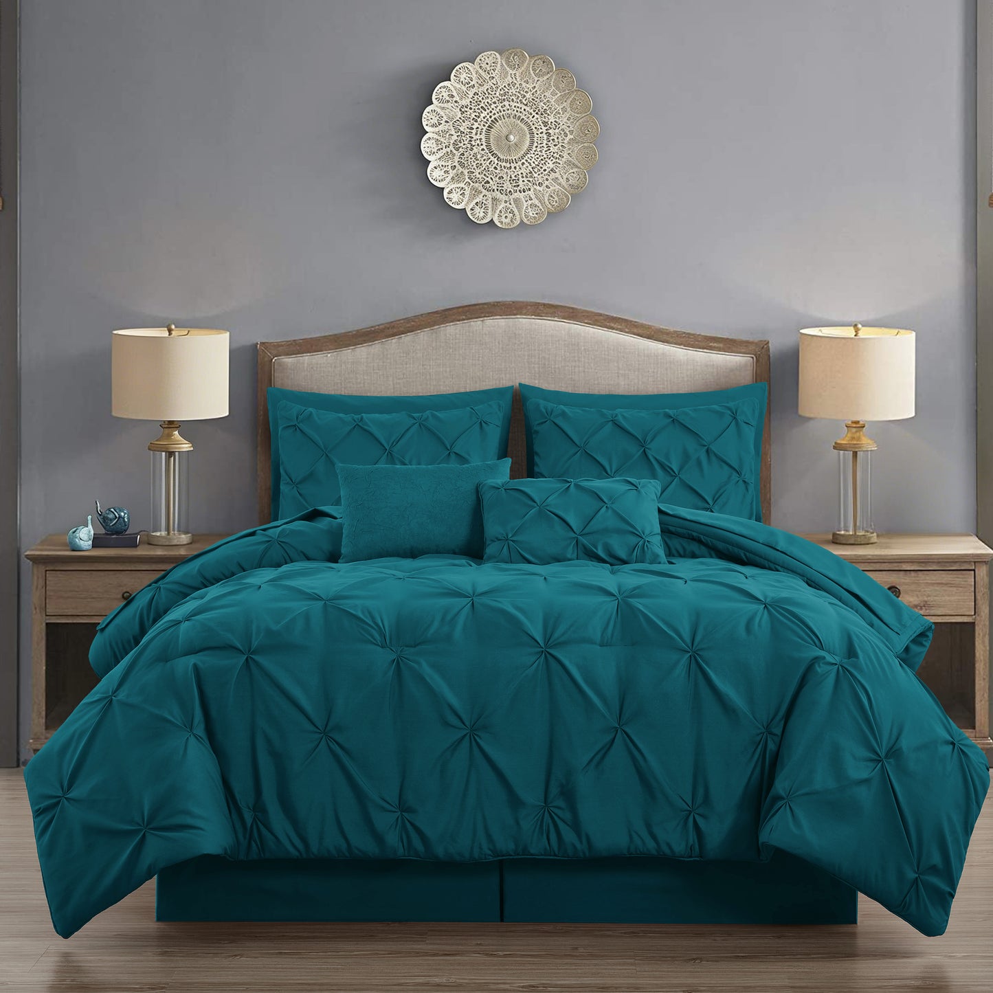 10-Piece Bed in a Bag Pintuck Design Comforter Set - Soft Microfiber Bedding with Sheets, Shams & Decorative Pillow