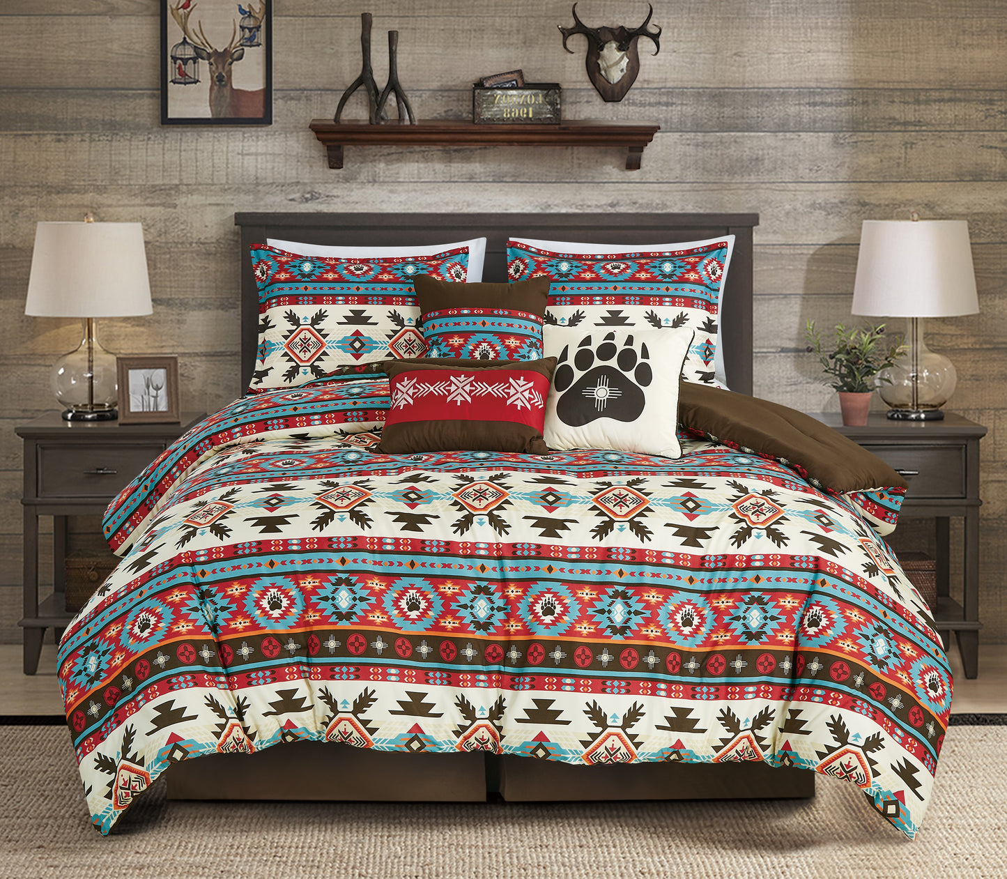 Lodge Inspired 7-Piece Printed Microfiber Comforter Set