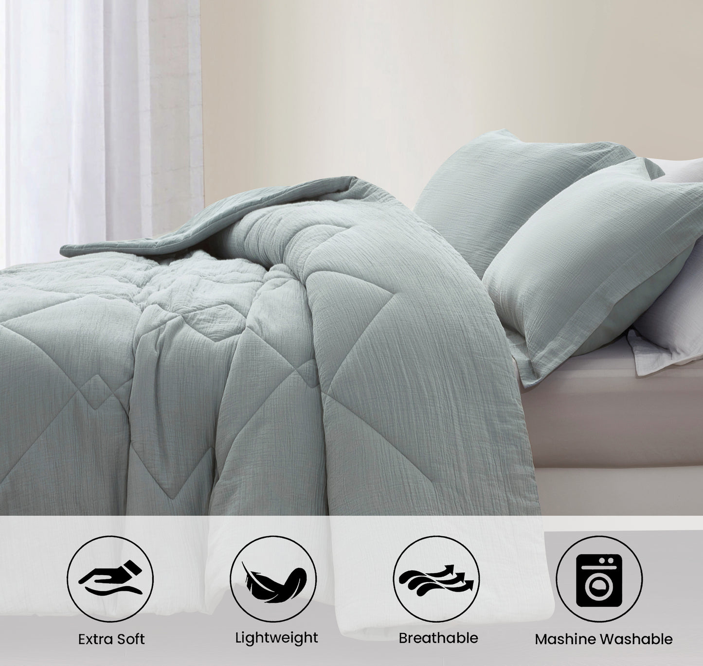 Skye 100% Cotton Gauze Lightweight Summer Thin Comforter Set