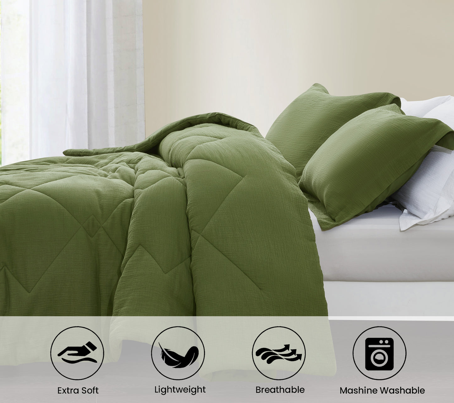 Skye 100% Cotton Gauze Lightweight Summer Thin Comforter Set