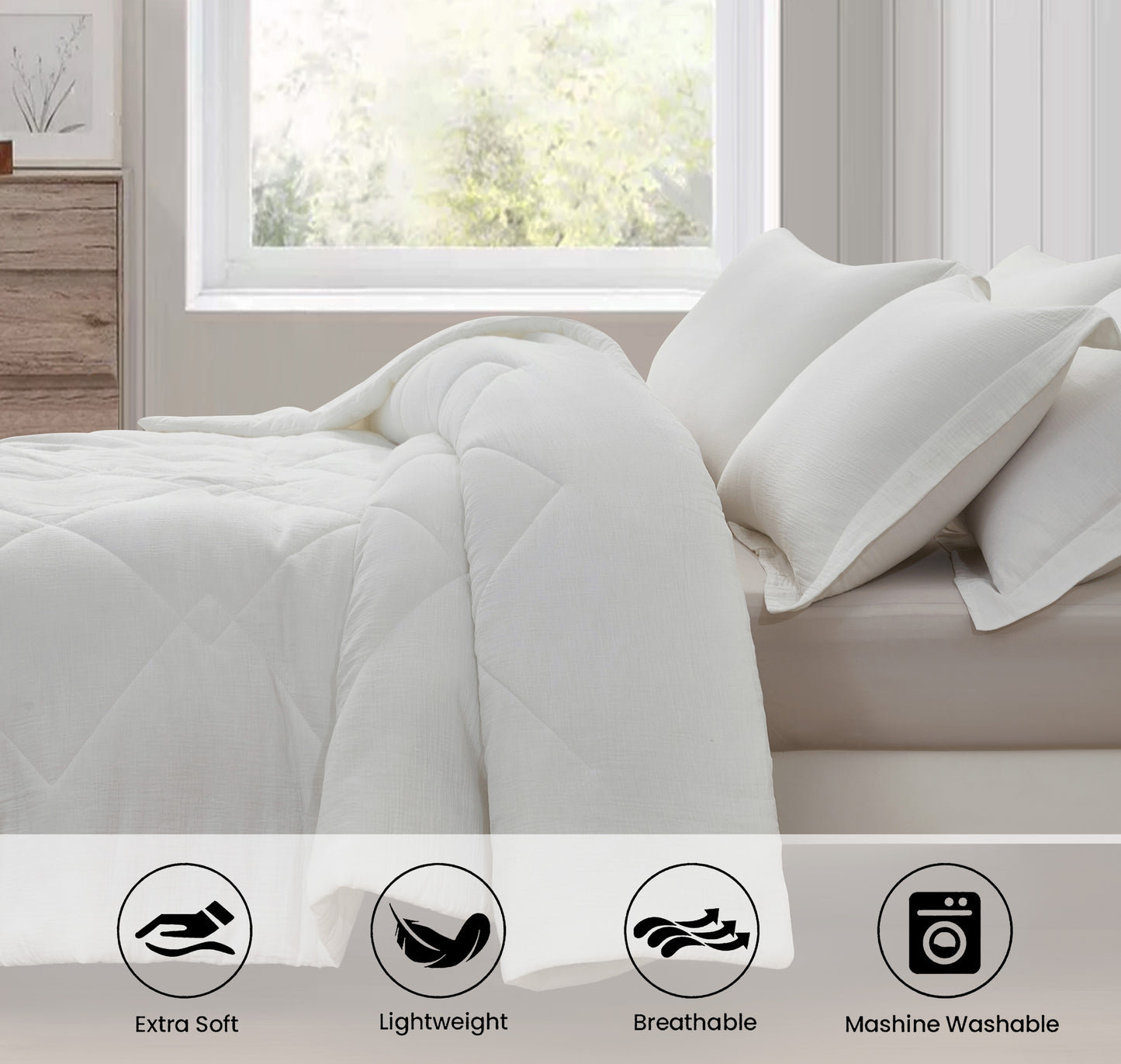 Skye 100% Cotton Gauze Lightweight Summer Thin Comforter Set