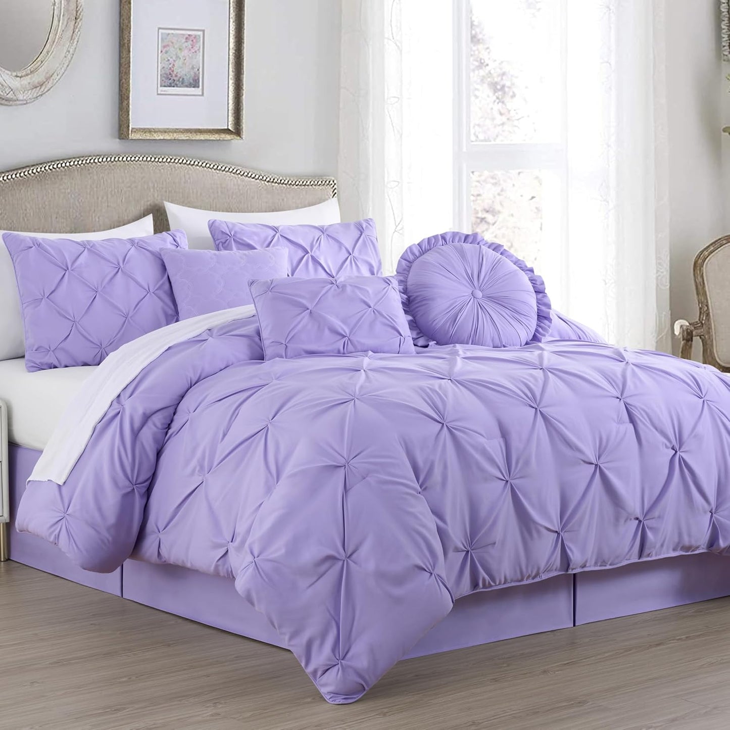 Sydney 7-Piece Pinch Pleat Pintuck Microfiber Bedding Comforter Set