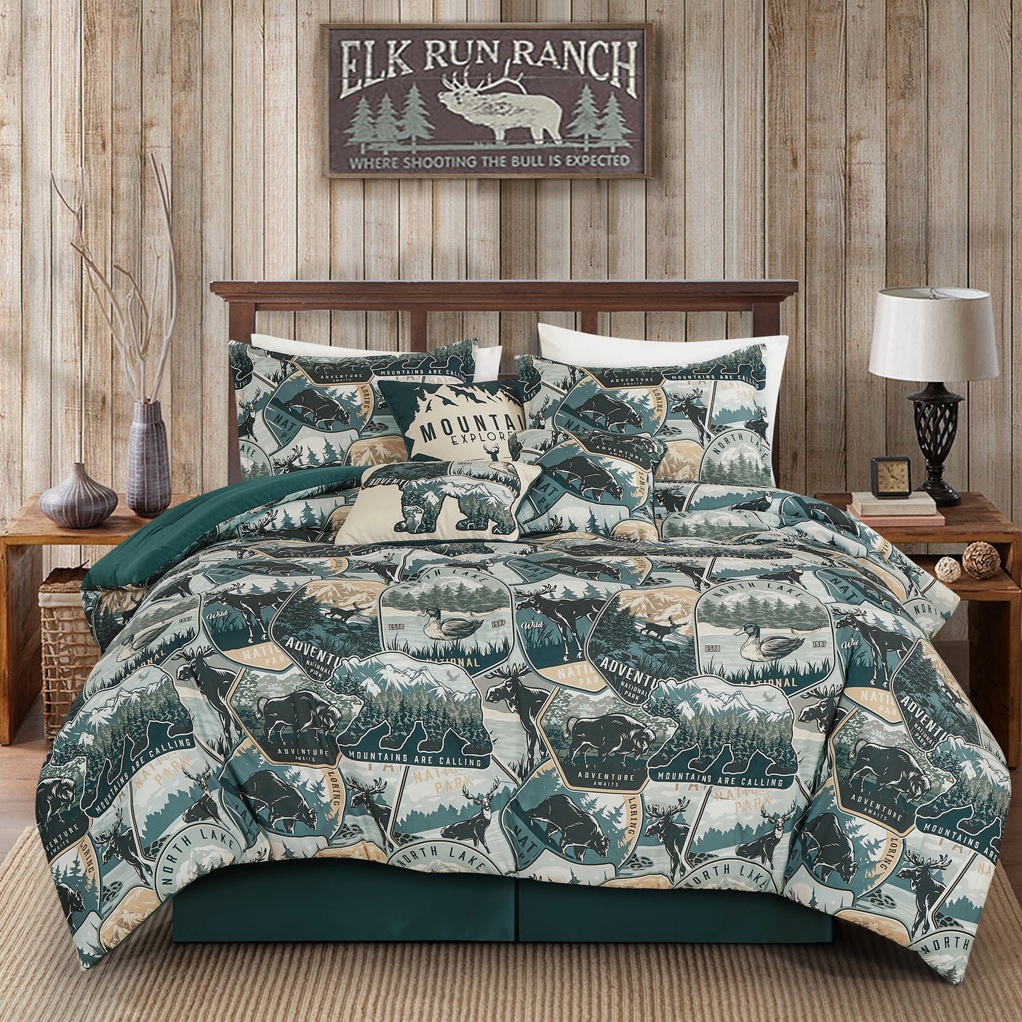 Lodge Inspired 7-Piece Printed Microfiber Comforter Set