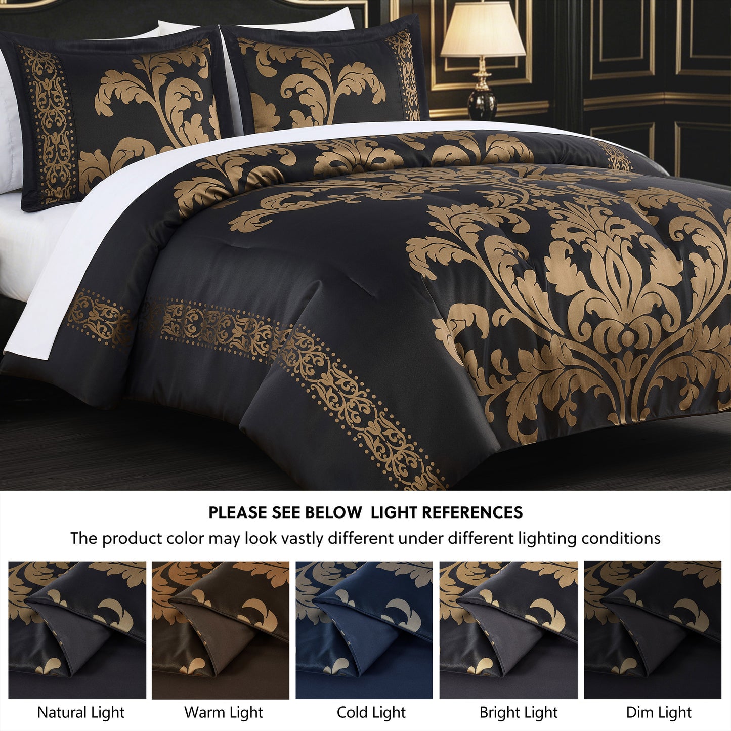 Valor 7-Piece Luxury Jacquard Floral Bed in a Bag Comforter Set