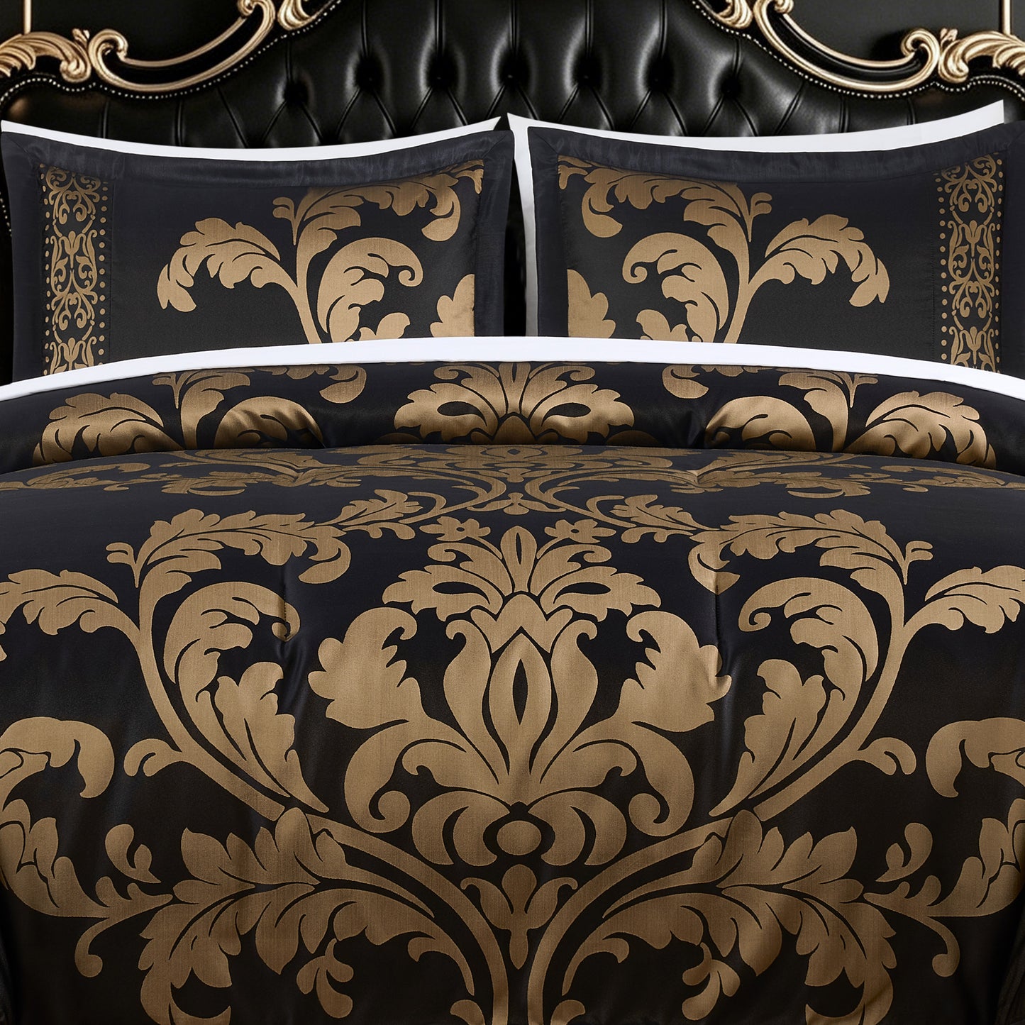Valor 7-Piece Luxury Jacquard Floral Bed in a Bag Comforter Set