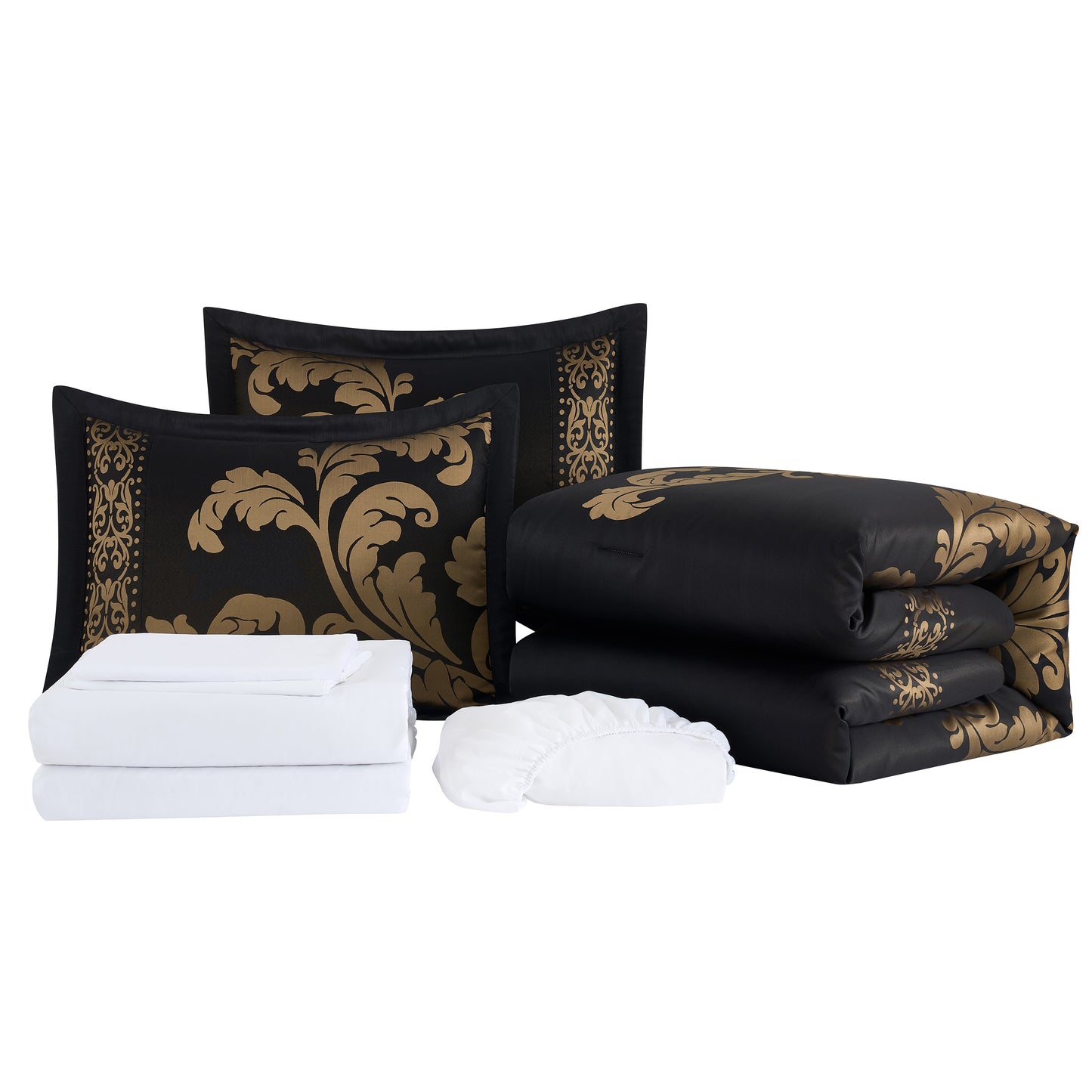 Valor 7-Piece Luxury Jacquard Floral Bed in a Bag Comforter Set