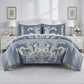 Valor 7-Piece Luxury Jacquard Floral Bed in a Bag Comforter Set