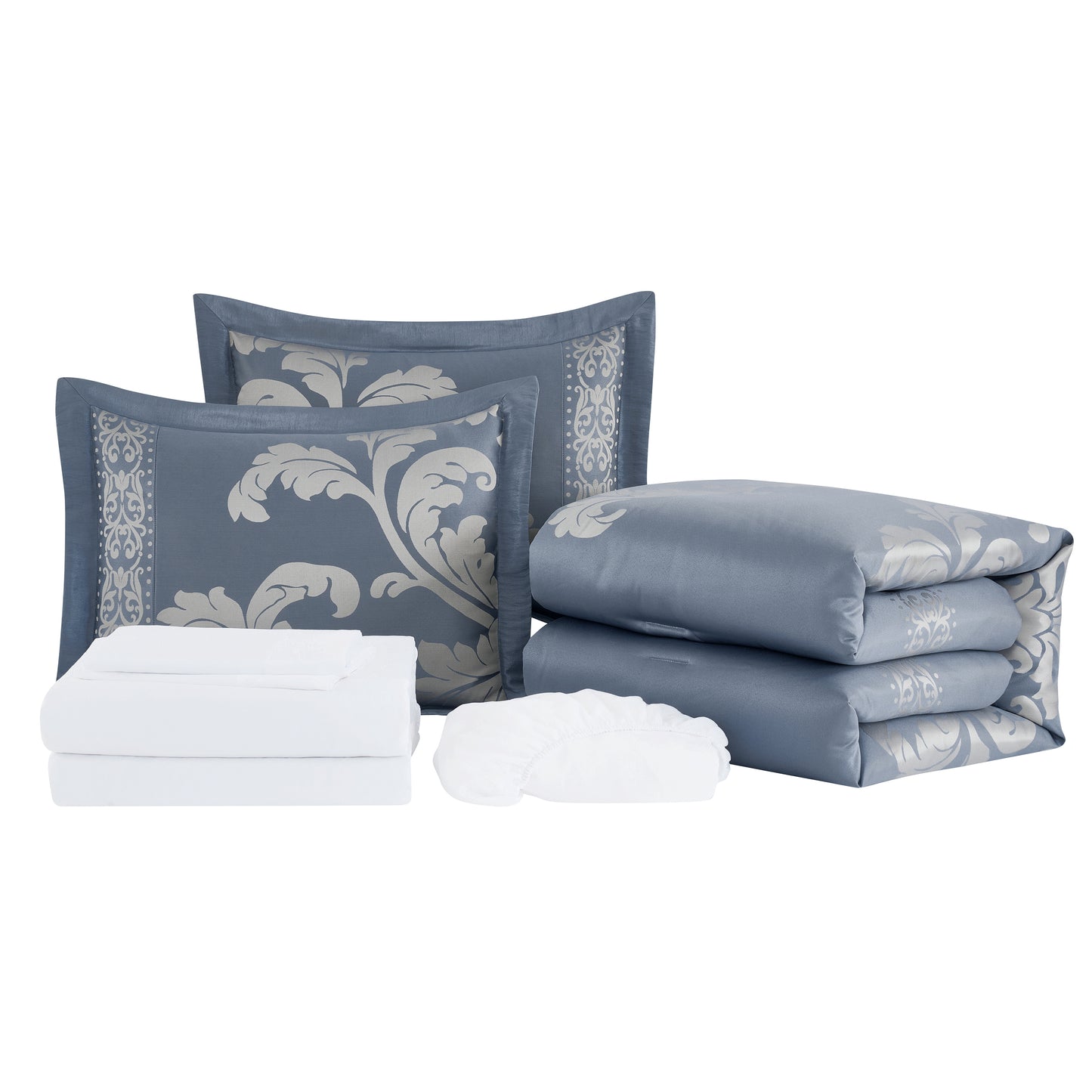 Valor 7-Piece Luxury Jacquard Floral Bed in a Bag Comforter Set