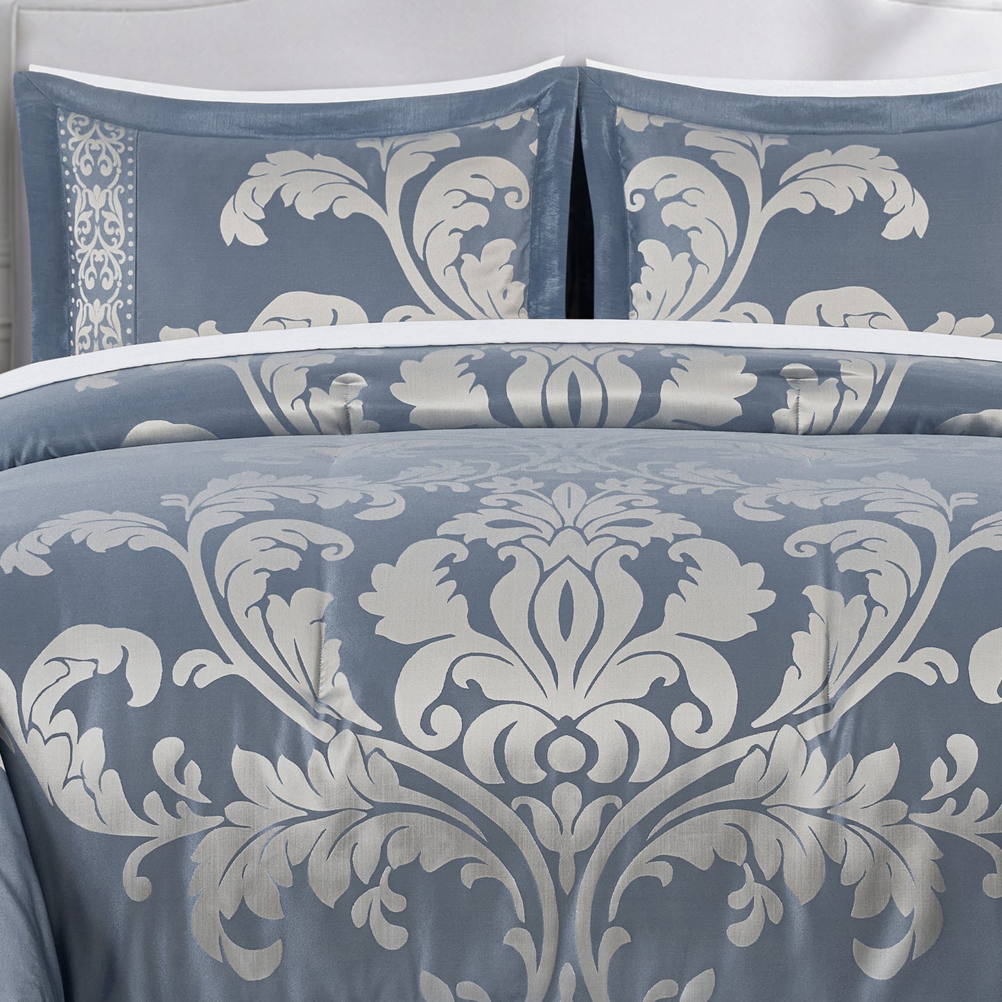 Valor 7-Piece Luxury Jacquard Floral Bed in a Bag Comforter Set