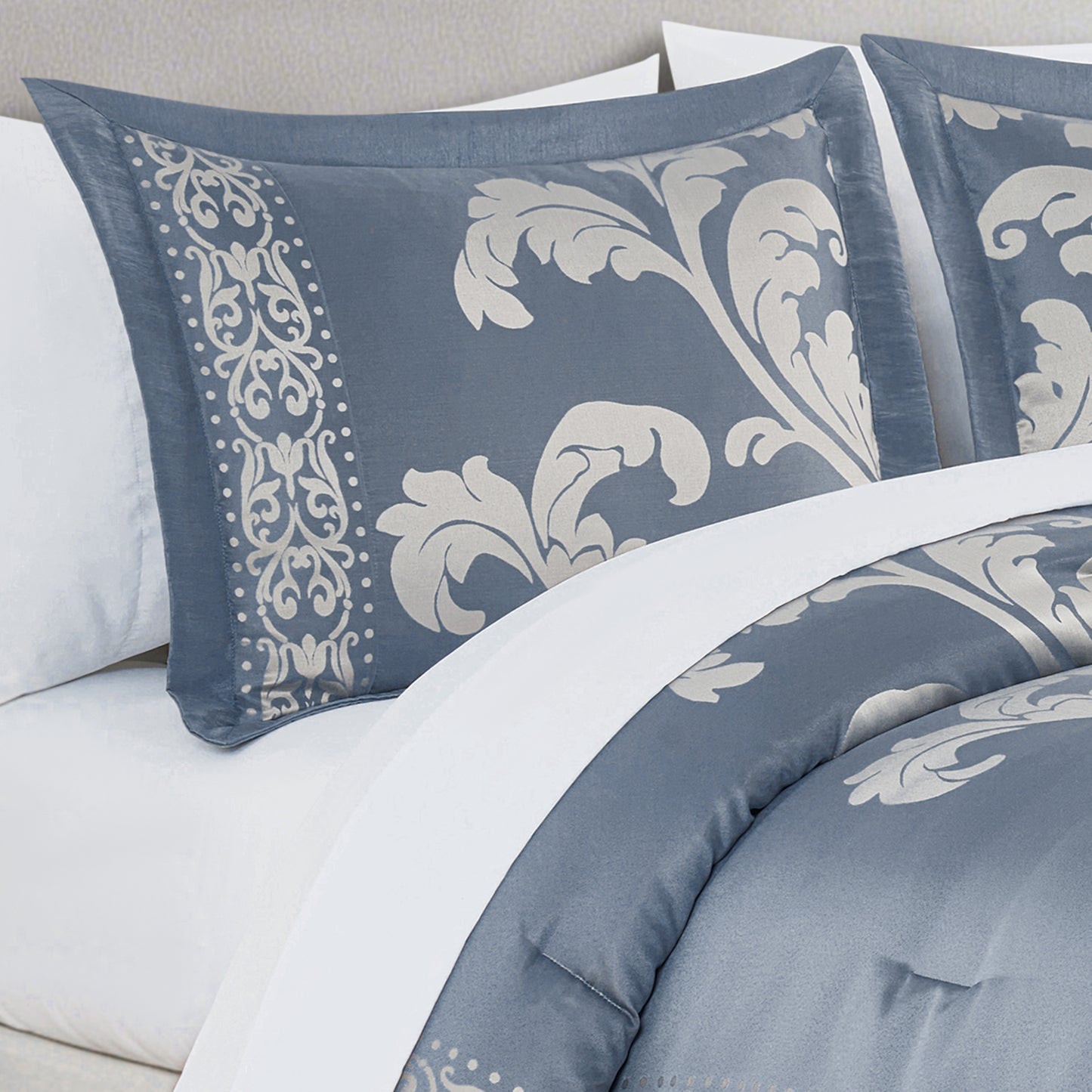 Valor 7-Piece Luxury Jacquard Floral Bed in a Bag Comforter Set
