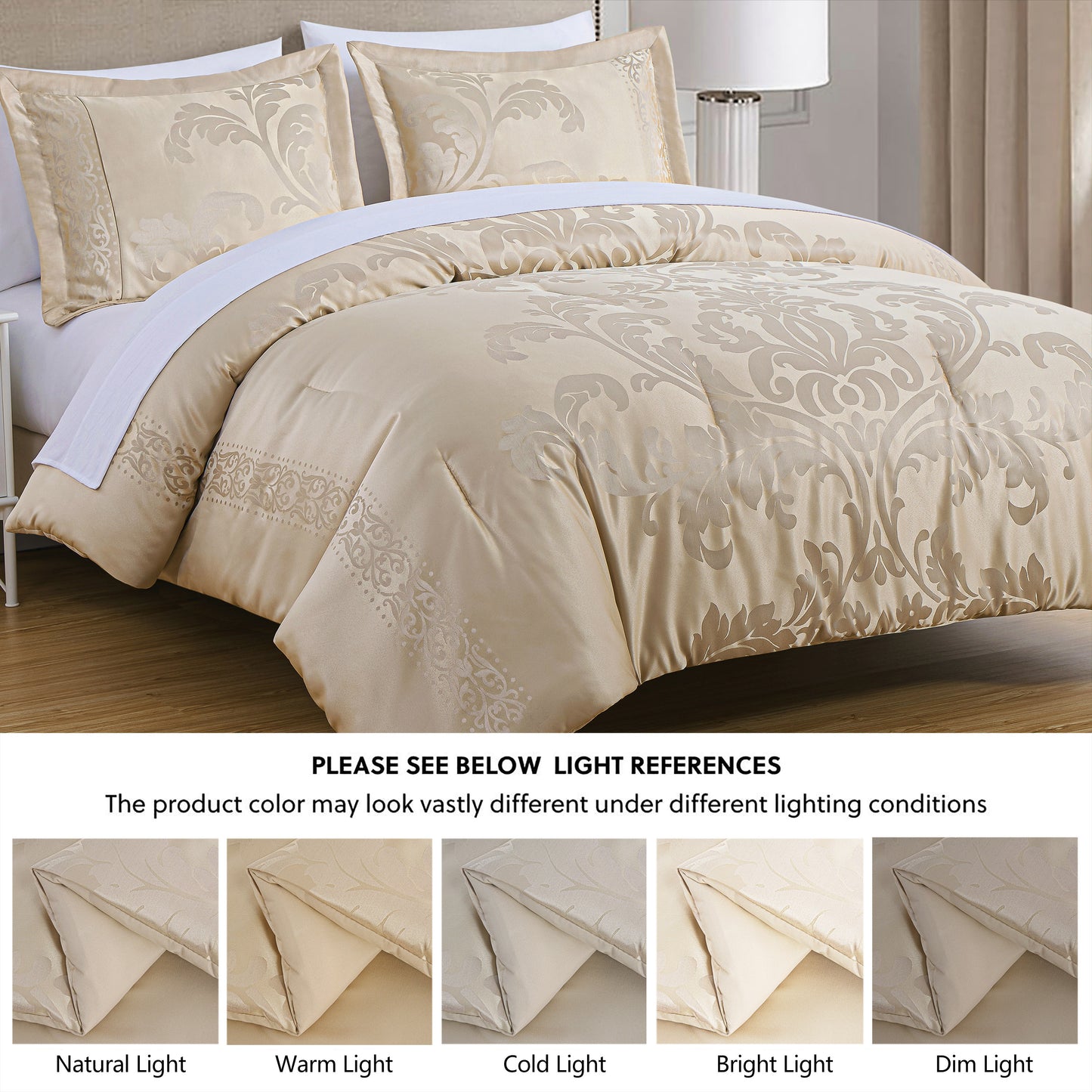 Valor 7-Piece Luxury Jacquard Floral Bed in a Bag Comforter Set