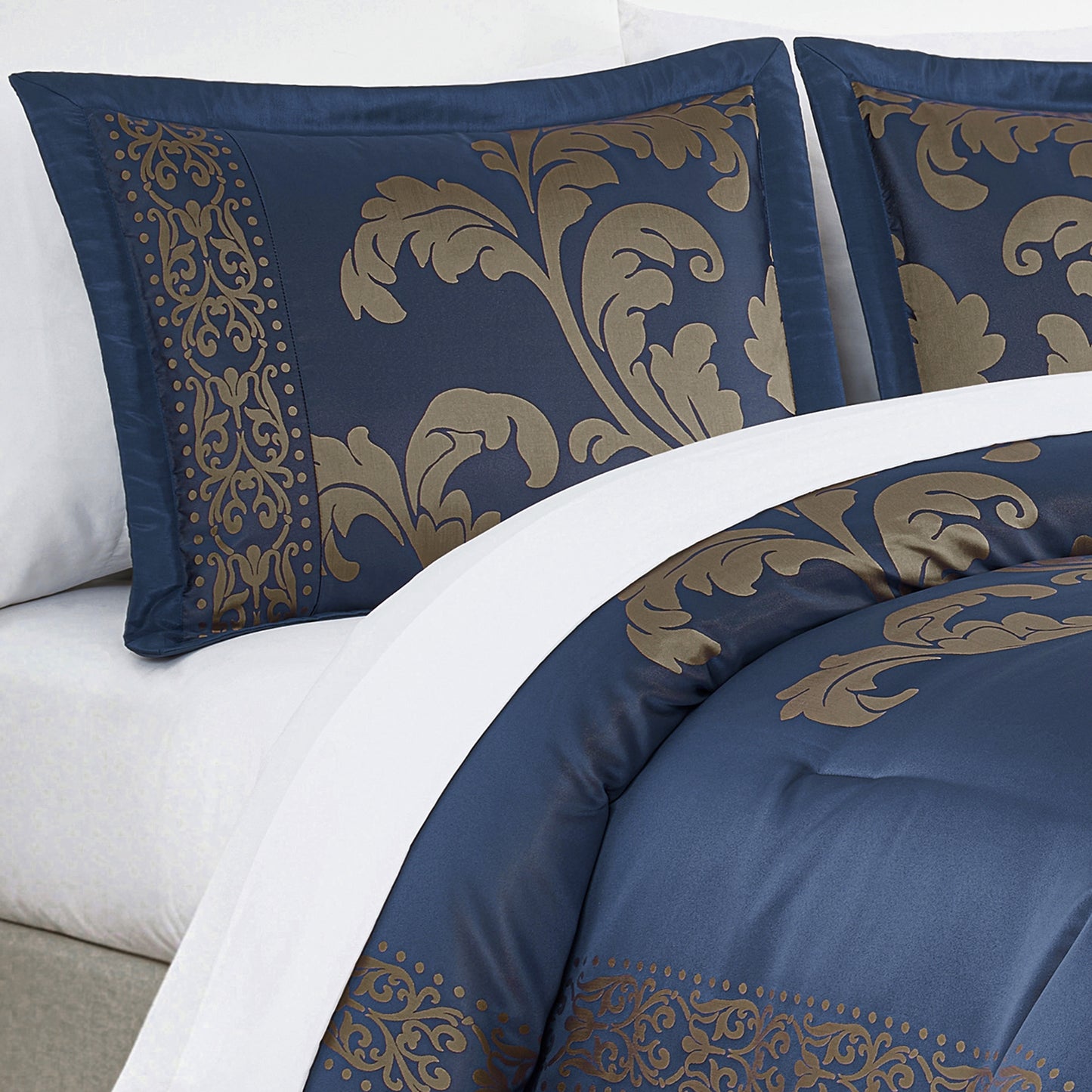 Valor 7-Piece Luxury Jacquard Floral Bed in a Bag Comforter Set
