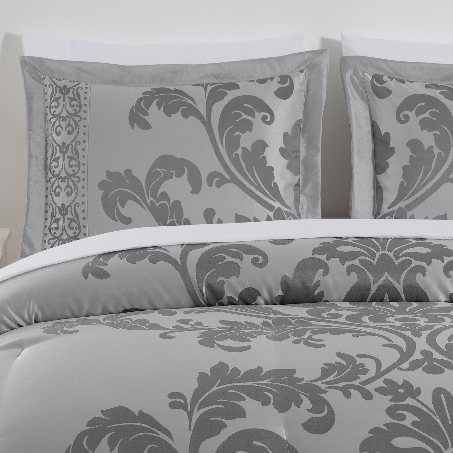 Valor 7-Piece Luxury Jacquard Floral Bed in a Bag Comforter Set