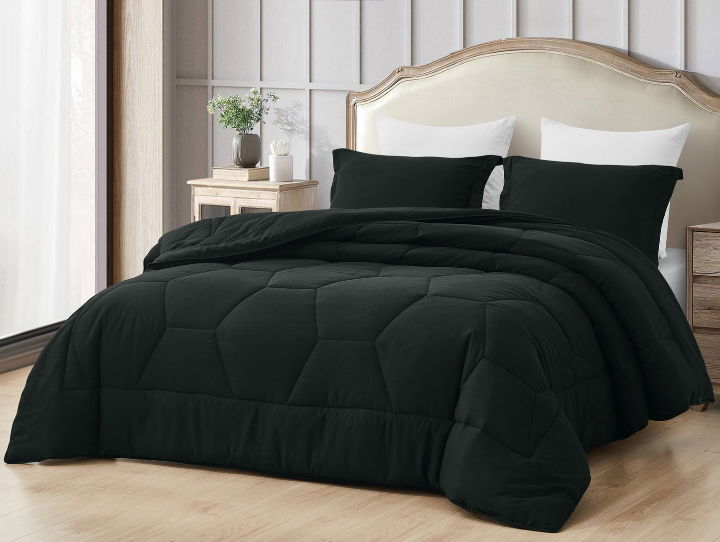 Vero 3-Piece Honeycomb Hexagon Microfiber Comforter Set