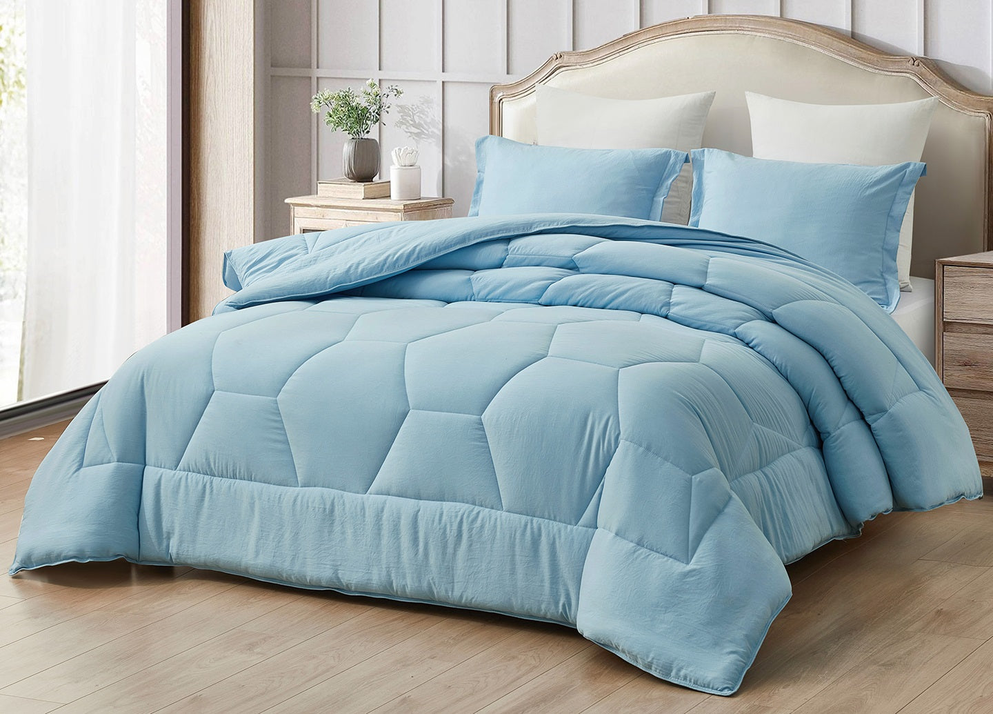 Vero 3-Piece Honeycomb Hexagon Microfiber Comforter Set