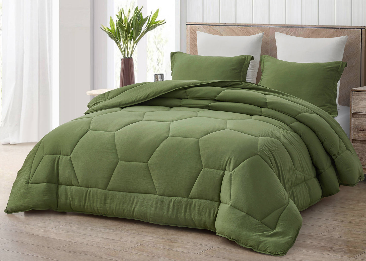 Vero 3-Piece Honeycomb Hexagon Microfiber Comforter Set