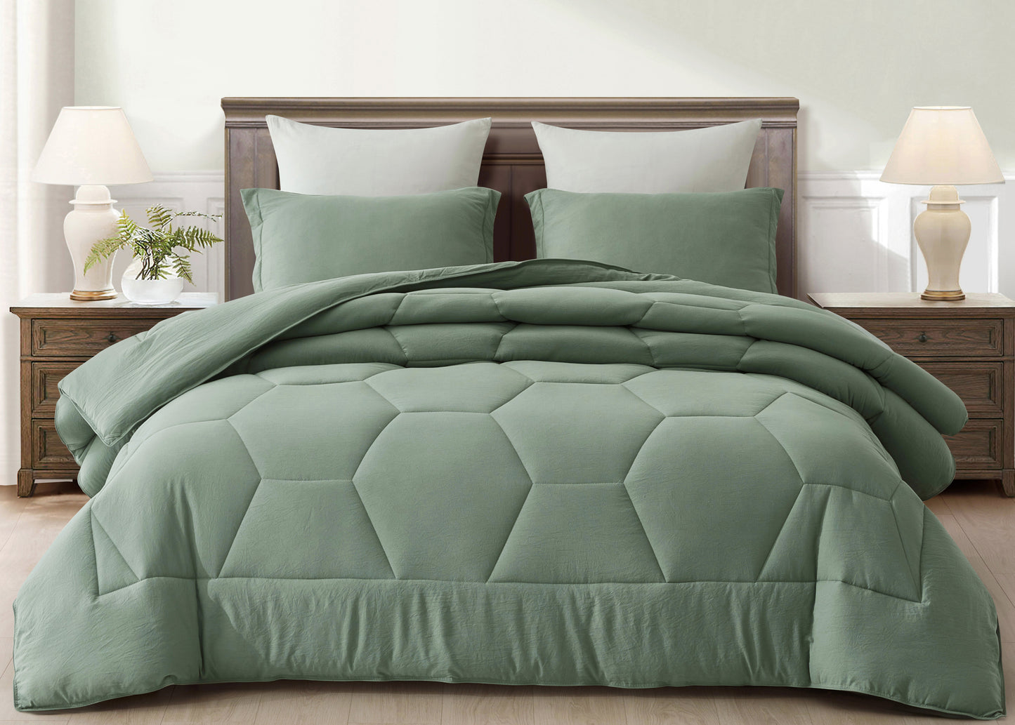 Vero 3-Piece Honeycomb Hexagon Microfiber Comforter Set