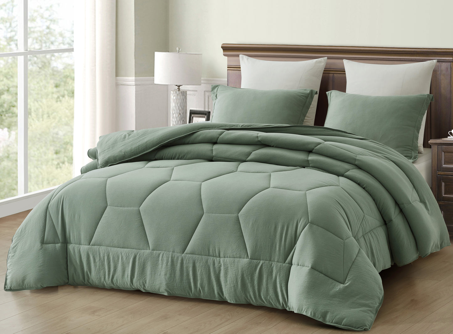 Vero 3-Piece Honeycomb Hexagon Microfiber Comforter Set