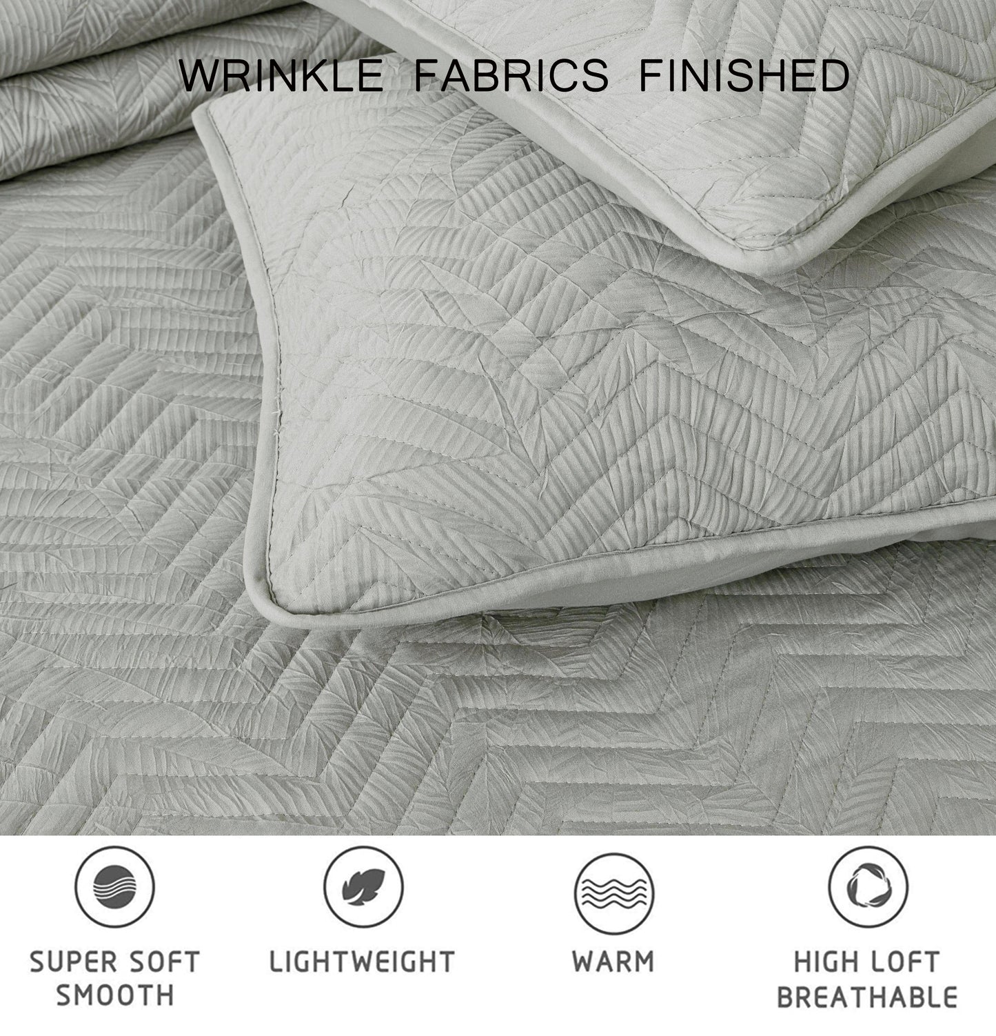 Weaver 3-Piece Zig Zag Microfiber Reversible Coverlet All Season Crinkle Textured Quilt Set