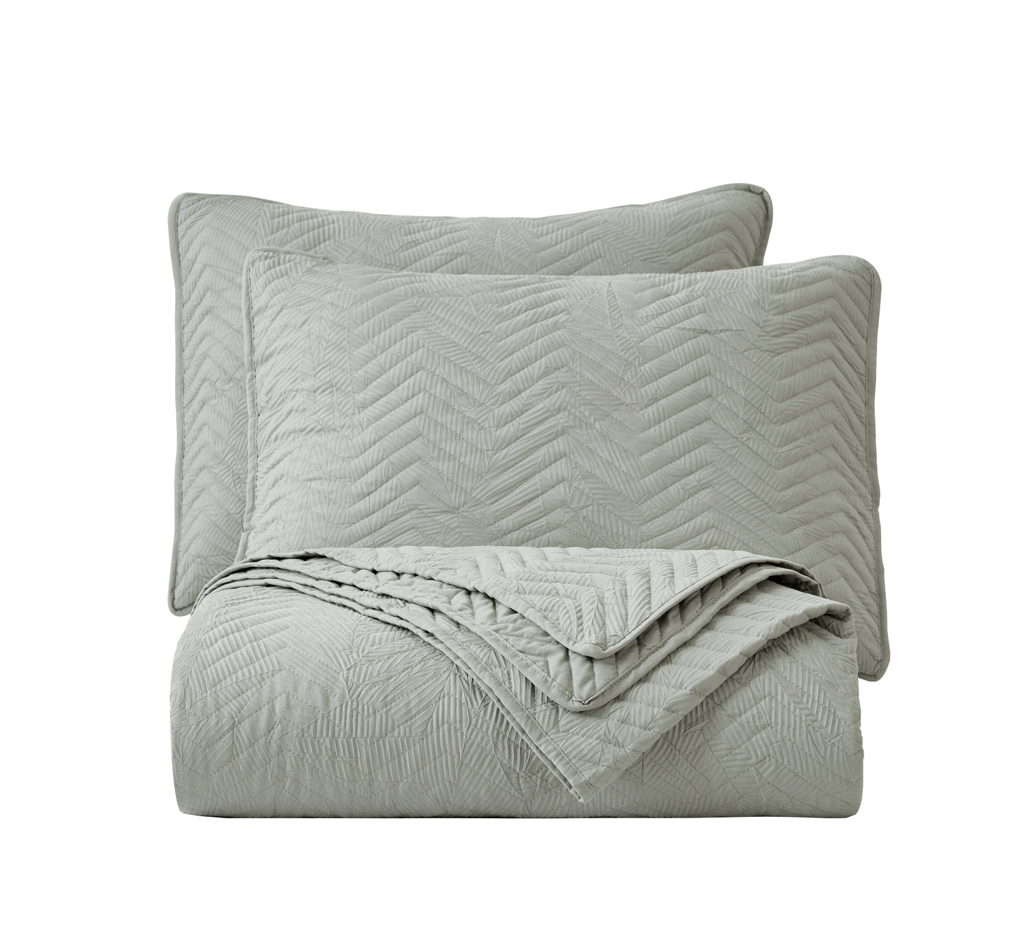 Weaver 3-Piece Zig Zag Microfiber Reversible Coverlet All Season Crinkle Textured Quilt Set