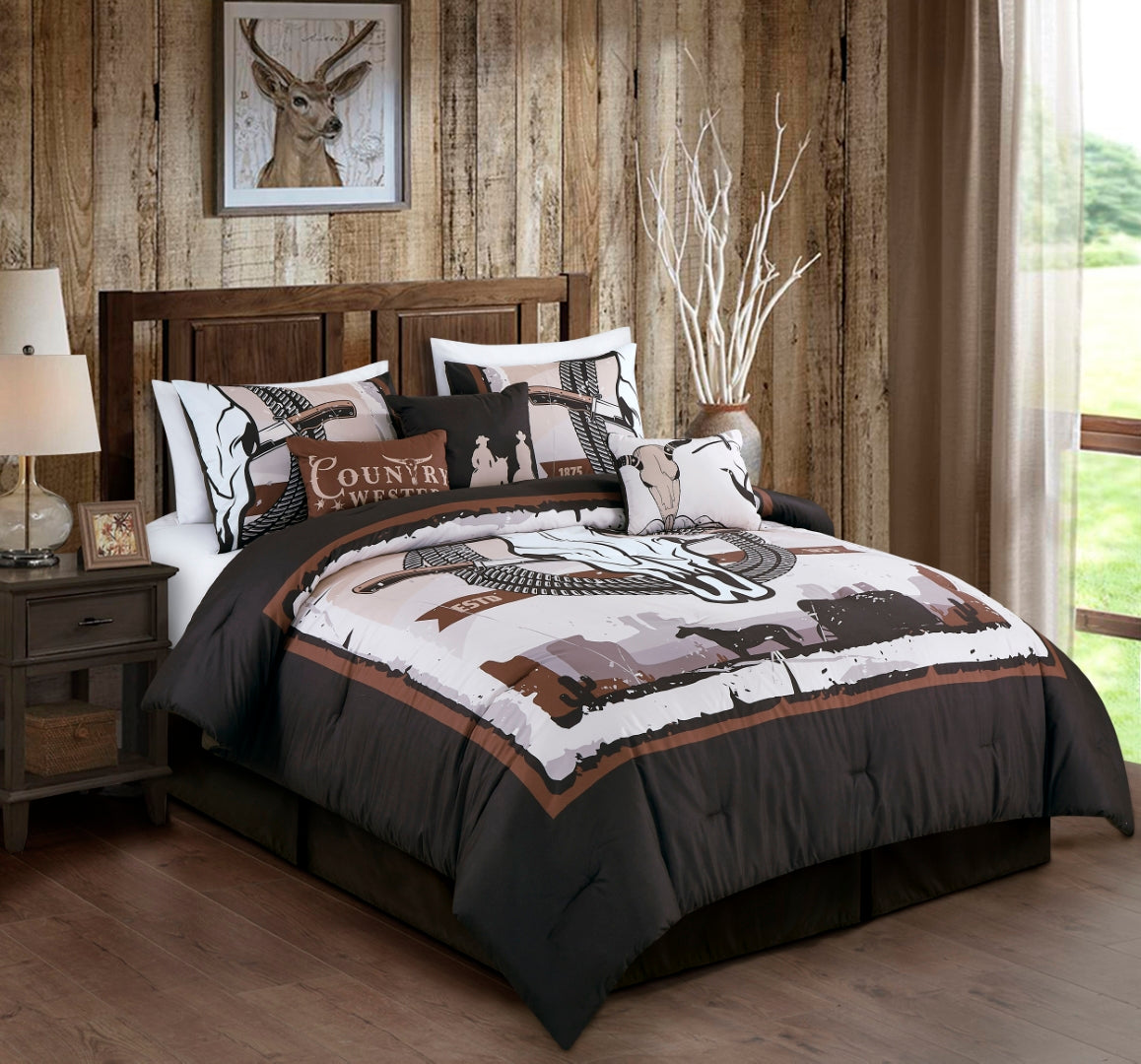 Lodge Inspired 7-Piece Printed Microfiber Comforter Set